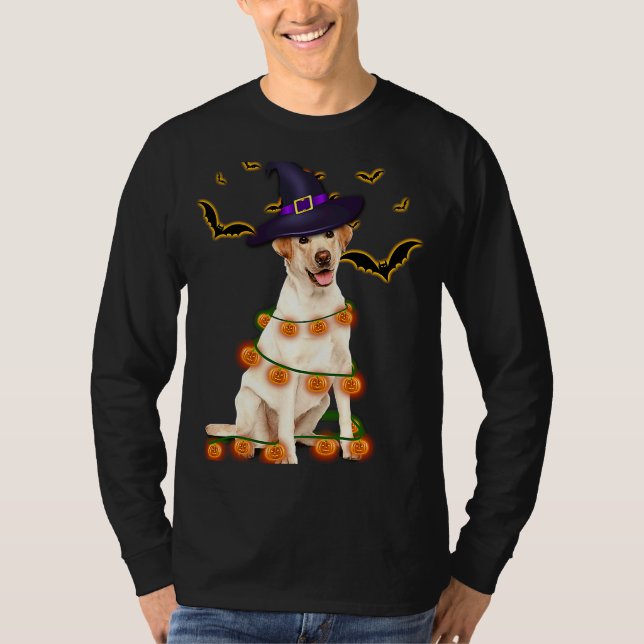 Labrador-guiden Hat Träd Ljus Pumpkin Party Hall T Shirt (Framsida)