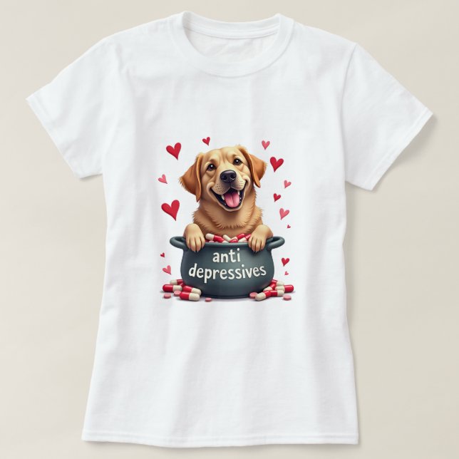 Labrador, guld färgaden t shirt (Design framsida)