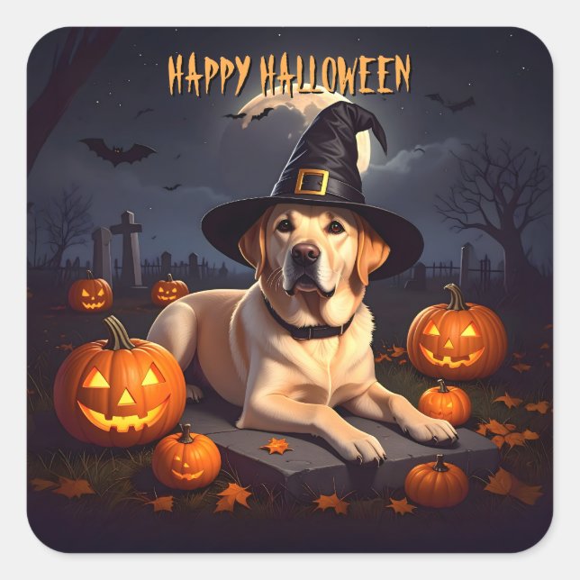 Labrador Halloween Fyrkantigt Klistermärke (Framsida)