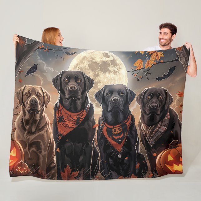 Labrador Halloween Kuslig Fleecefilt (På plats)