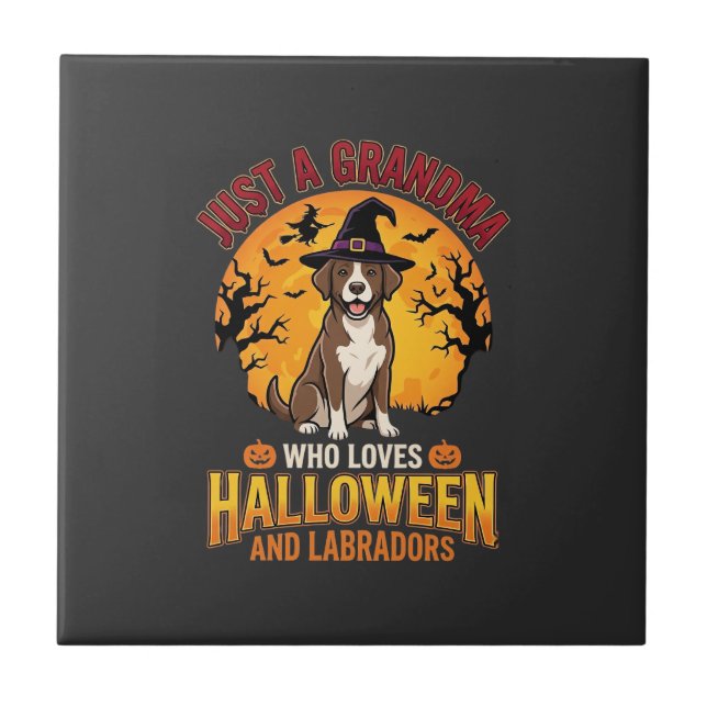 Labrador Halloween Mormor Hund Design_1 Kakelplatta (Framsidan)
