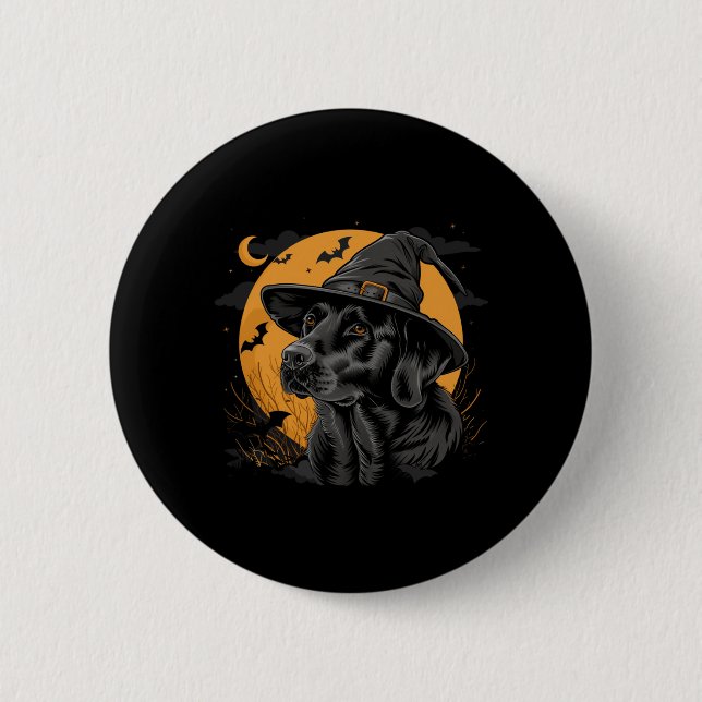 Labrador Halloween rolig söt hund svart Lab mor Knapp (Framsida)