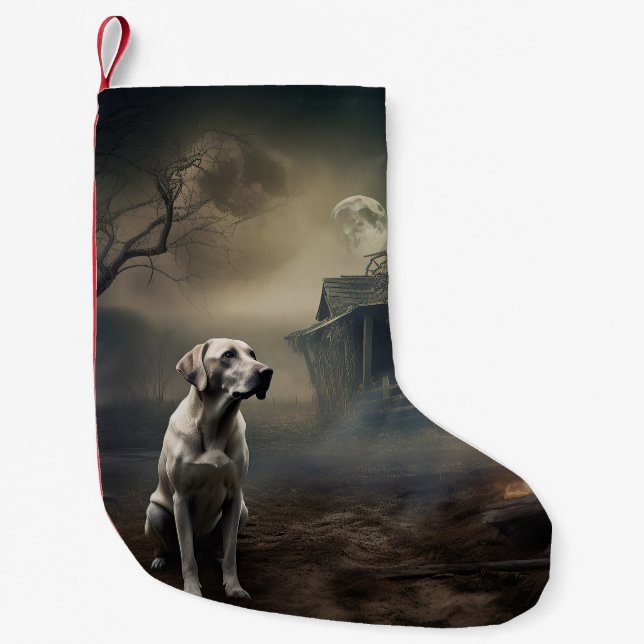 Labrador Halloween Scary Liten Julstrumpa (Framsidan)