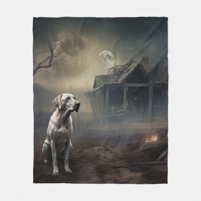 Labrador Halloween Skräckinjagande Fleecefilt (Framsidan)