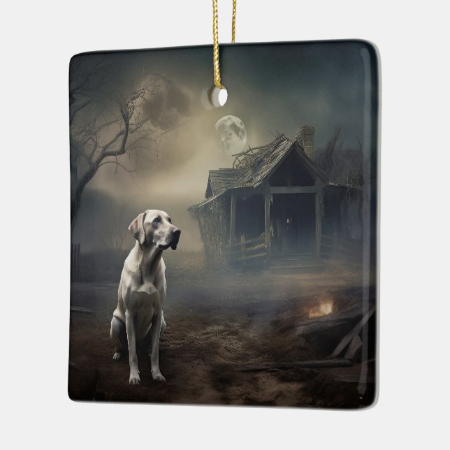 Labrador Halloween Skräckinjagande Julgransprydnad Keramik (Vänster)