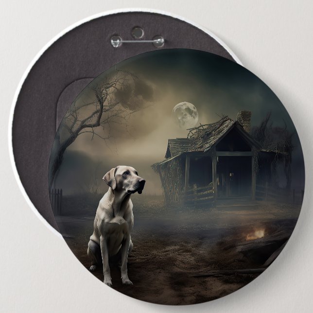 Labrador Halloween Skräckinjagande Knapp (Framsida & baksida)