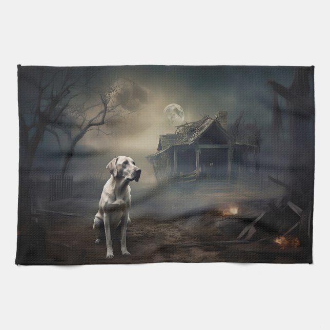 Labrador Halloween Skräckinjagande Kökshandduk (Horisontell)