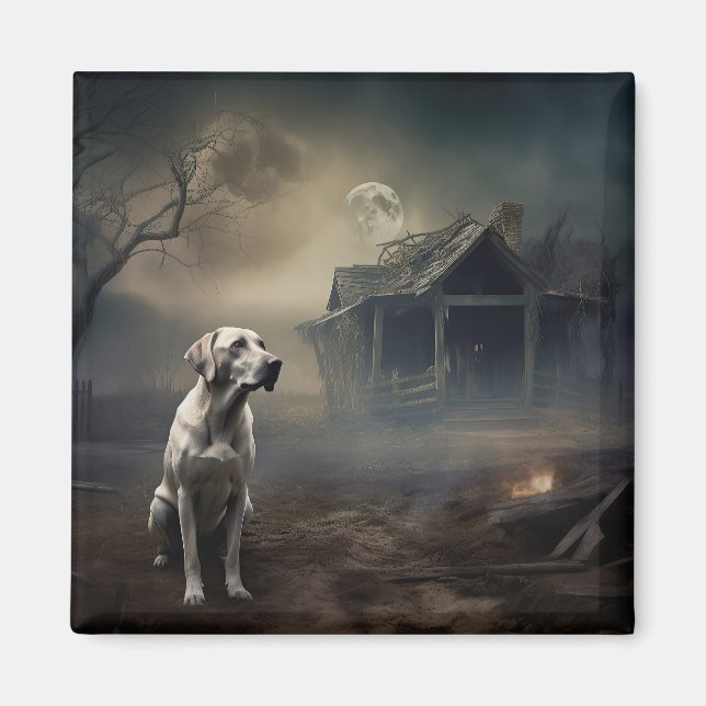 Labrador Halloween Skräckinjagande Magnet (Framsidan)