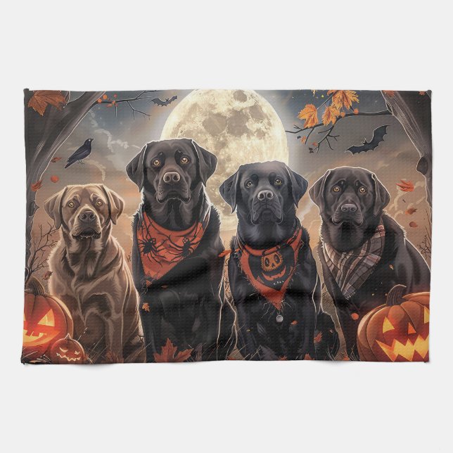 Labrador Halloween Spooky Kökshandduk (Horisontell)