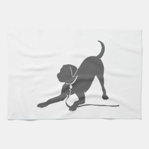 Labrador-hämmande silhuett kökshandduk