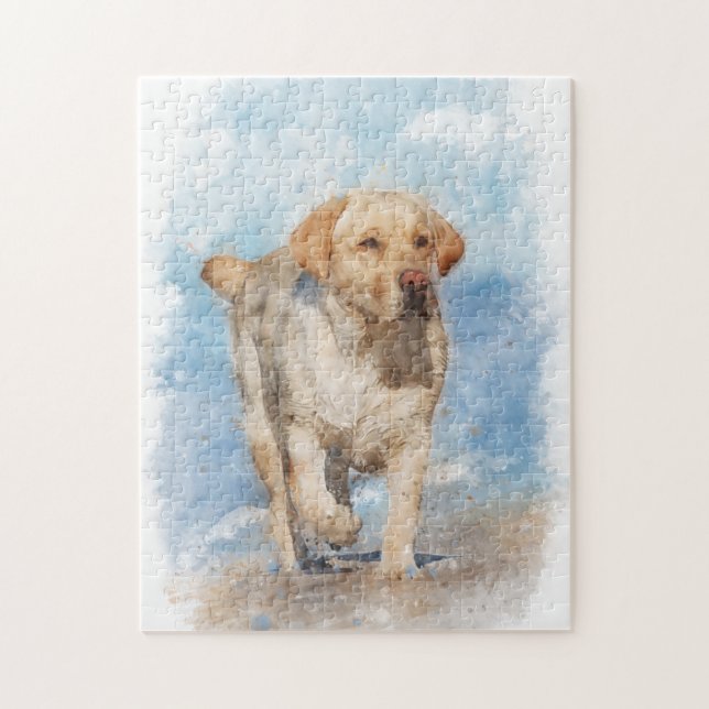 Labrador-hämtaren på stranden pussel (Vertikal)