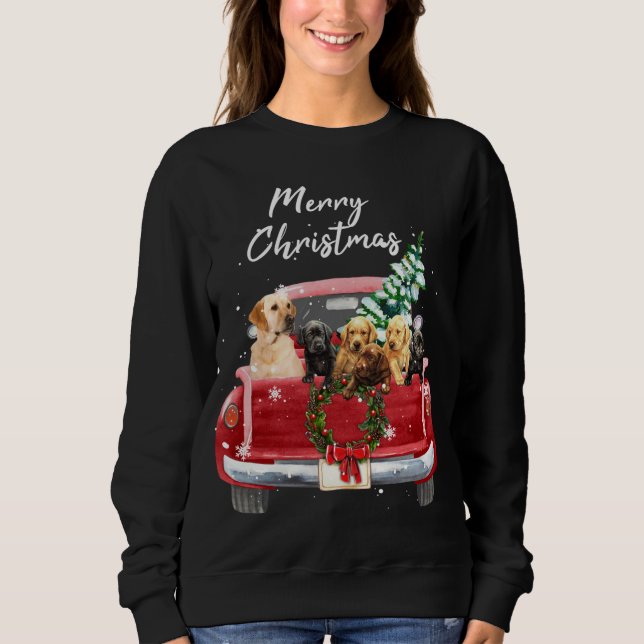Labrador-hämtarfamiljen Lastbil jul Pajama T Shirt (Framsida)