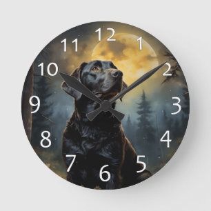 Labrador-hämtning på en månbelyst natt rund klocka