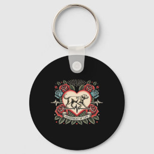 Labrador Heartslag Tattoo Retro Ro Hund älskare Lo Nyckelring