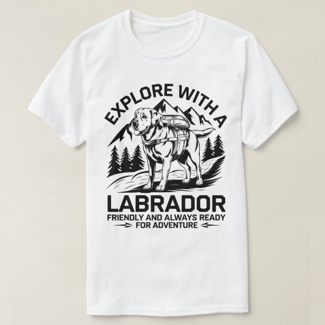 Labrador Hiking Hund utomhus offert grafik T Shirt (Design framsida)