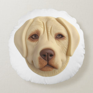 Labrador Hund 3D Inspirerad Rund Kudde