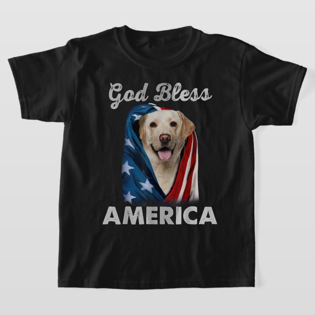 Labrador Hund American USA flagga 4:e juli Älskare T Shirt (Laydown)