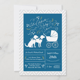 Labrador Hund Baby Shower Blue Boy Lab 2 Hundar Inbjudningar