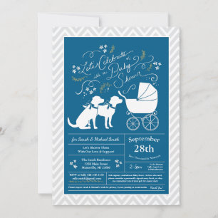 Labrador Hund Baby Shower Blue Boy Lab 2 Hundar Inbjudningar