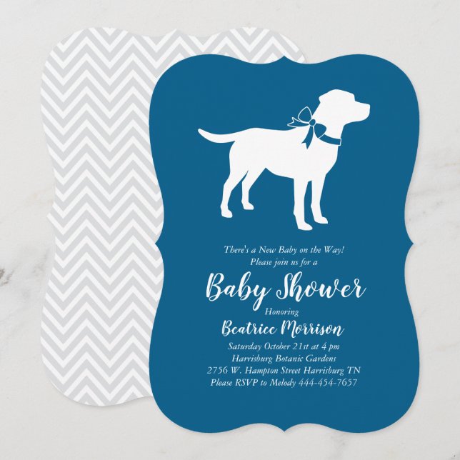 Labrador Hund Baby Shower Blue Boy Lab Inbjudningar (Fram/baksida)