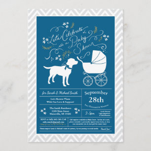 Labrador Hund Baby Shower Blue Boy Lab Inbjudningar