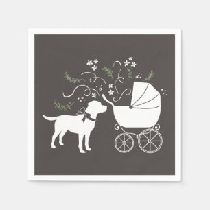 Labrador Hund Baby Shower Lab Grått Gender Neutral Pappersservett