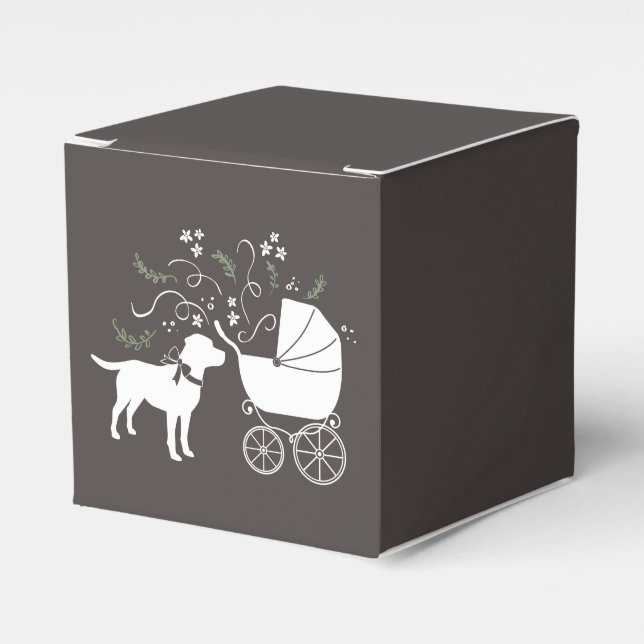 Labrador Hund Baby Shower Lab Grått Gender Neutral Presentaskar (Framsidan Sidan)