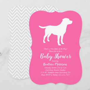 Labrador Hund Baby Shower Lab Rosa Girl Girl Inbjudningar