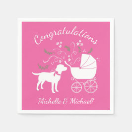 Labrador Hund Baby Shower Rosa Girl Lab Pappersservett