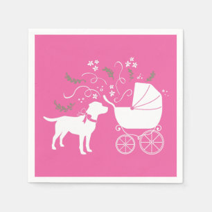 Labrador Hund Baby Shower Rosa Girl Lab Pappersservett