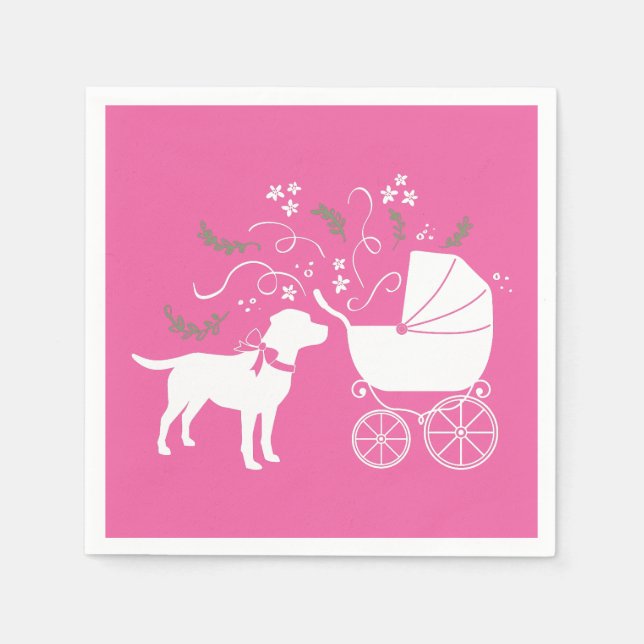 Labrador Hund Baby Shower Rosa Girl Lab Pappersservett (Framsidan)
