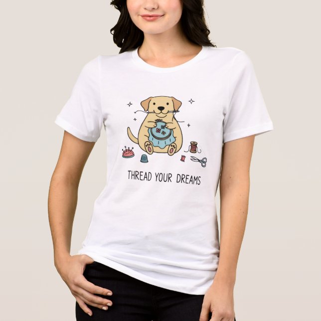 Labrador Hund Broderkrok Kreativ Hobby Konst T Shirt (Framsida)