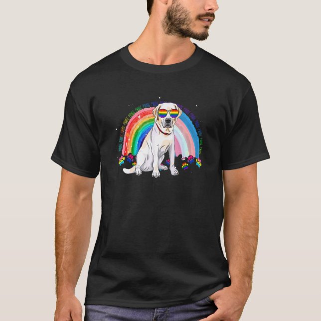 Labrador Hund Gay pride Lgbt Rainbow Flagga Sungla T Shirt (Framsida)