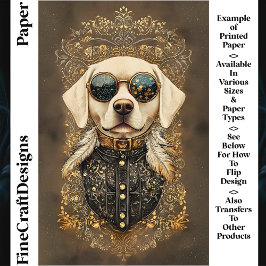 Labrador Hund, Guld Filigran CM3 Scrapbookpapper