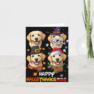 Labrador Hund Hallothanksmas Halloween Thanksgivin Kort