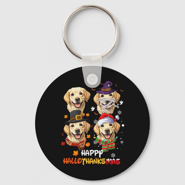 Labrador Hund Hallothanksmas Halloween Thanksgivin Nyckelring (Framsida)