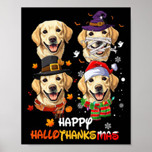 Labrador Hund Hallothanksmas Halloween Thanksgivin Poster