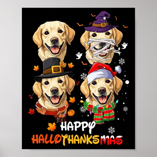 Labrador Hund Hallothanksmas Halloween Thanksgivin Poster (Framsidan)
