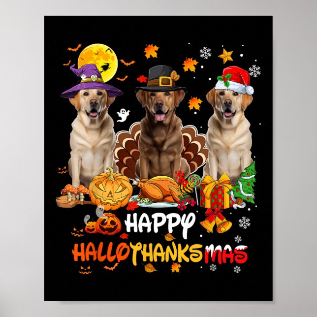 Labrador Hund Happy halloween Thanksgiving Merry C Poster (Framsidan)