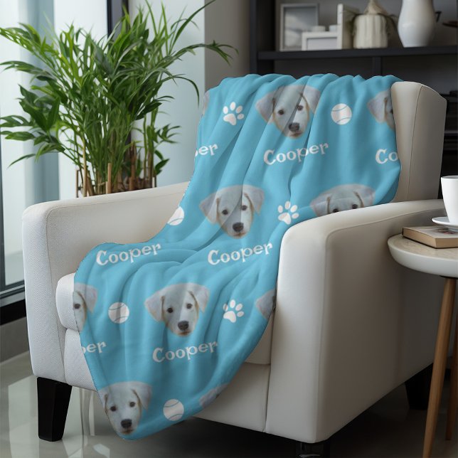 Labrador Hund, Himlar Blue Custom Name Fleecefilt (Skapare uppladdad)