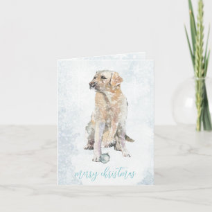 Labrador Hund i Blustering Snowy Winter Scene Helgkort