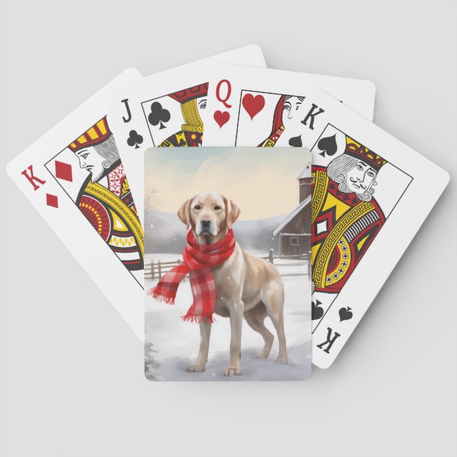 Labrador Hund i Snö jul Casinokort (Baksidan)