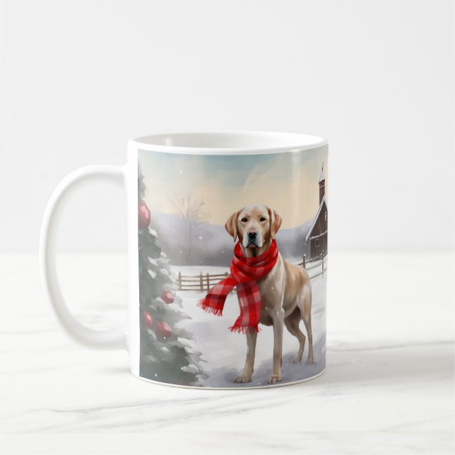 Labrador Hund i Snö jul Kaffemugg (Vänster)