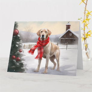Labrador Hund i Snö jul Kort