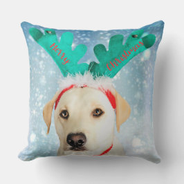 Labrador Hund jul Antlers Cute Throw Kudde