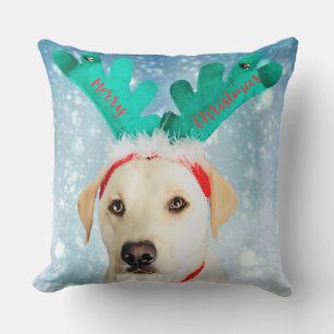 Labrador Hund jul Antlers Cute Throw Kudde