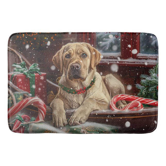 Labrador Hund Jul Festlig Badrumsmatta (Framsidan)