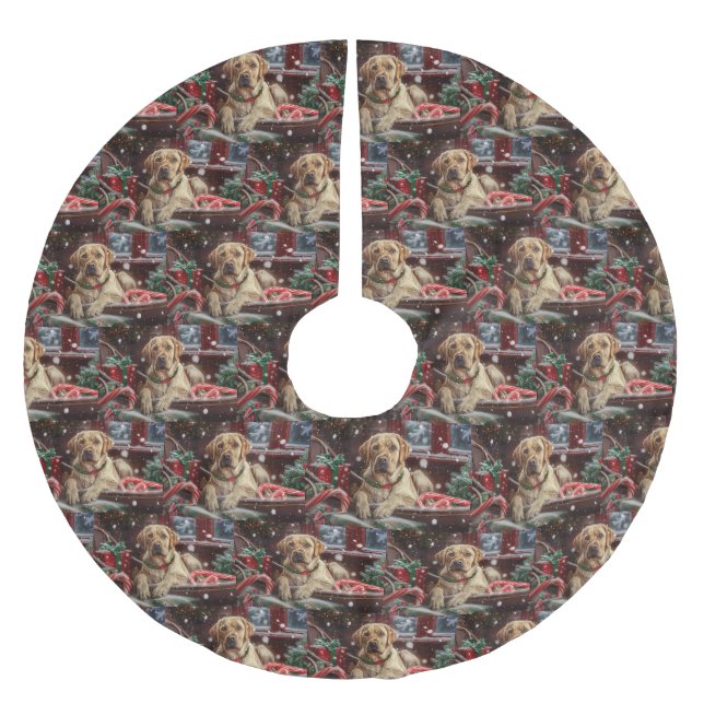 Labrador Hund Jul Festlig Julgransmatta Borstad Polyester (Framsidan)