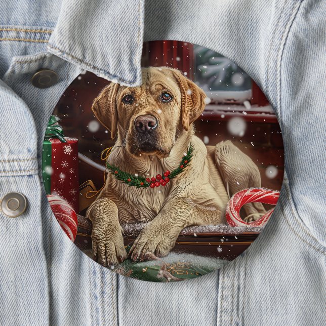 Labrador Hund Jul Festlig Knapp (In Situ)