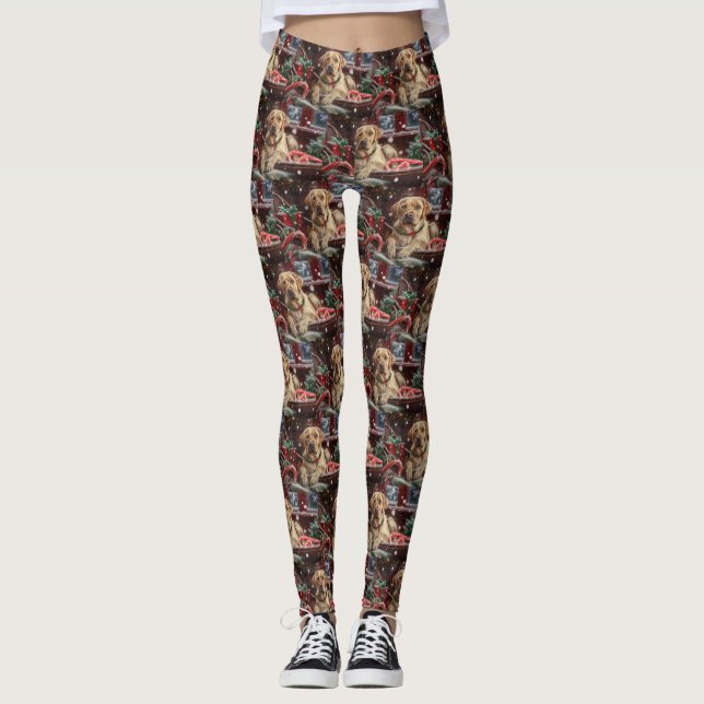 Labrador Hund Jul Festlig Leggings (Framsida)